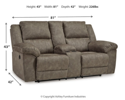 Laresview Reclining Loveseat with Console