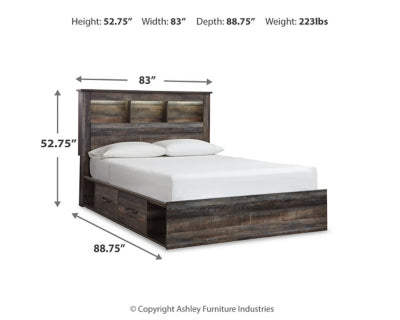 Drystan Queen Bookcase Bed with 2 Storage Drawers