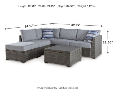 Petal Road Outdoor Loveseat Sectional/Ottoman/Table Set (Set of 4)