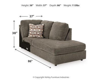 كرسي استرخاء O'Phannon ذو الذراع الأيمن المواجه للزاوية