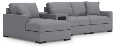 Omaha by Ashley 4-Piece Sectional with Chaise and Audio Console