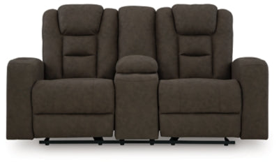 Mayhem Madness Glider Reclining Loveseat with Console