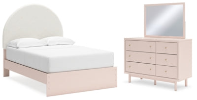 Wistenpine Full Upholstered Panel Bed, Dresser and Mirror