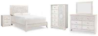 Paxberry Queen Panel Bed, Dresser, Mirror,  Chest and Nightstand