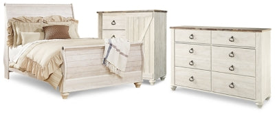 Willowton Queen Sleigh Bed, Dresser and Chest