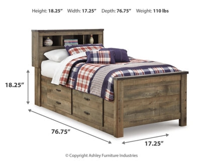 تخزين تحت السرير من ترينيل مع سكة ​​جانبية