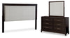 Neymorton King/California King Upholstered Panel Headboard, Dresser and Mirror