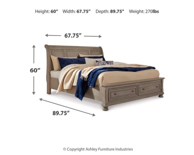 Lettner Queen Sleigh Bed with 2 Storage Drawers