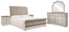 Realyn King Upholstered Sleigh Bed, Dresser, Mirror and 2 Nightstands