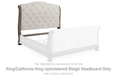 لوح رأس سرير Ardenfield King/California King المنجد بطراز Sleigh