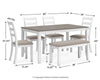 Stonehollow Dining Table and Chairs with Bench (Set of 6)