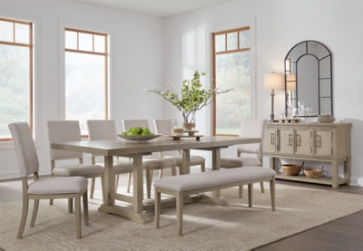 Vallardia Dining Table, 6 Chairs and Bench