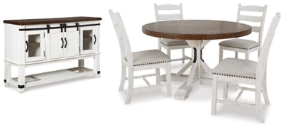 Valebeck Dining Table, 4 Chairs and Server