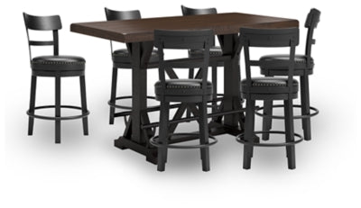 Valebeck Counter Height Dining Table and 6 Barstools