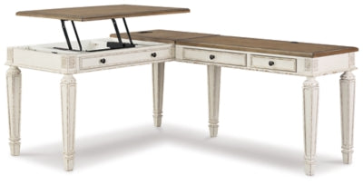 مكتب Realyn المنزلي المكون من قطعتين مع سطح قابل للرفع