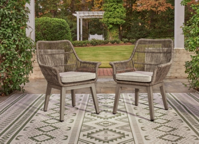 كرسي بذراعين على شاطئ البحر مع وسادة (مجموعة من قطعتين)