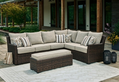 Brook Ranch Outdoor Sofa Sectional/Bench with Cushion (Set of 3)